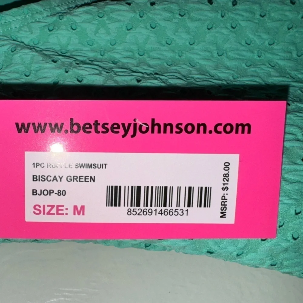 Betsy Johnson Ruffle Swimsuit. Biscay Green. Size Medium. NWT